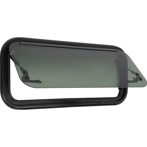 Schiebefenster, verstellbare Öffnung, integriertes Moskitonetz, schwarz (1/5)