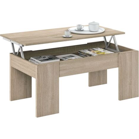 Mesa de centro elevable Low Cost Roble Canadian 100cm (ancho) x 45–56cm (alto) (1/5)