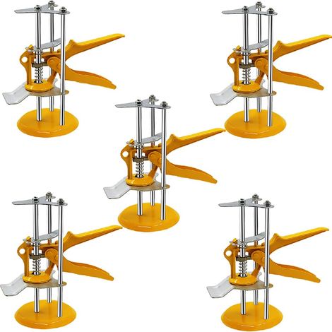 Réglage de la Hauteur du Carrelage Mural,Lève-outils Manuels,Bras économiseur de travail, 5 pièces Dispositif de réglage de levage,Pour murs de bâtiments, carreaux, panneaux de porte, armoires (jaune (1/5)