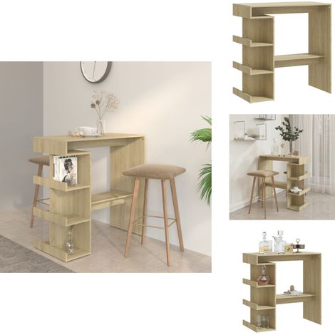 Bartisch mit Regal Sonoma-Eiche 100x50x101,5 cm Holzwerkstoff - Esstisch - Bartisch - Stehtisch - Bistrotisch - Wohnzimmertisch (1/5)