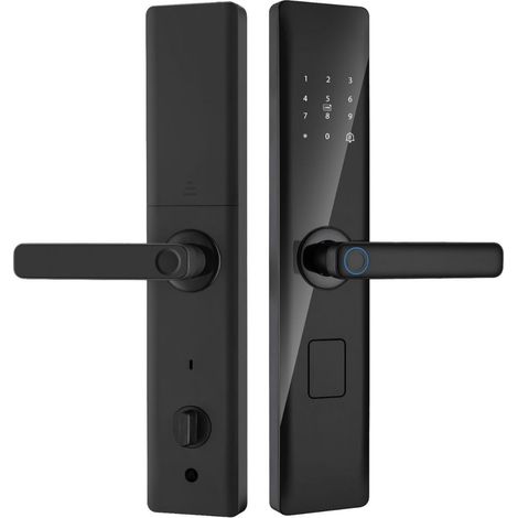 Serrure connectée Tuya WiFi pour porte blindée, serrure biométrique à empreinte digitale, 5 modes d’ouverture, cylindre de sécurité classe C (1/4)