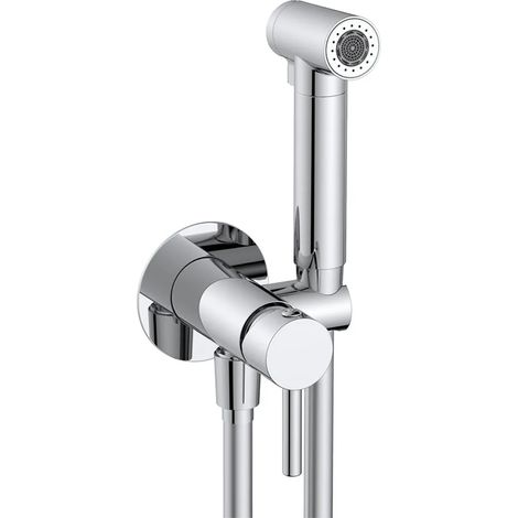 Idroscopino per wc e bidet cromo tondo con miscelatore e flex da 120 cm (1/2)