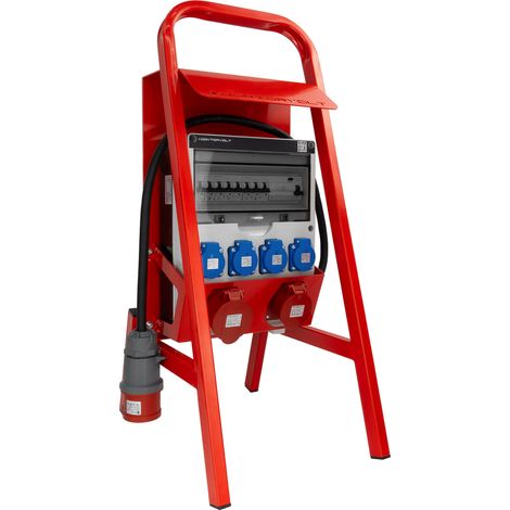 Coffret électrique de chantier 16 A, 32 A, CEE, 4 x 230 V, sur pied avec auvent de protection et fiche TGD-S/FI, équipé de dispositifs de sécurité VDE Doktorvolt DV-6074-D (1/5)