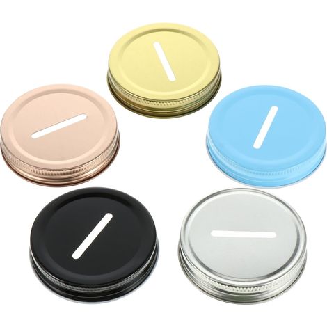 Lot de 25 couvercles de bocaux Mason en fer-blanc de 70 mm avec fente pour pièces de monnaie, multicolores