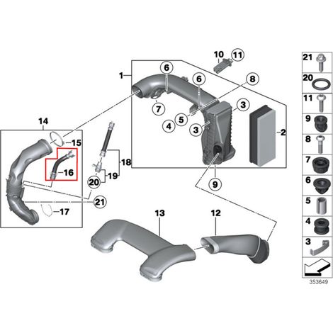 Conduit de Filtre à Air Turbo 13717803842 Compatible Série 1 3 4 5 6 7 X1 X3 X4 X5 X6 (1/5)