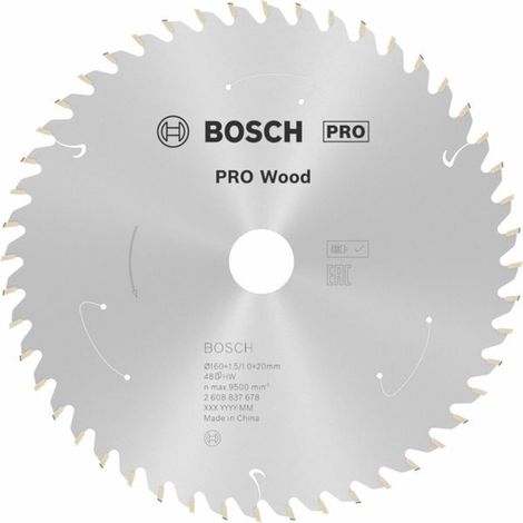 Bosch Kreissägeblatt Standard for Wood für Akkusägen 160x1.5/1x20, 48 Zähne