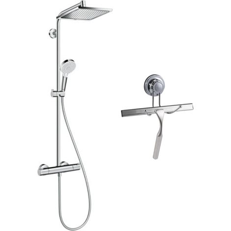 Hansgrohe Set de douche Crometta E 240 + raclette de douche avec système de fixation par ventouse, chrome (27271000-E32) (1/5)