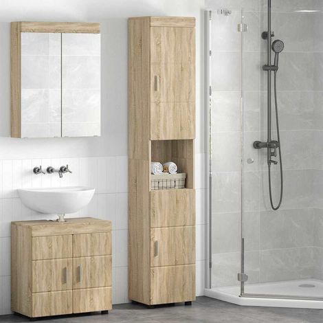 Set di Armadi da Bagno TULUM Rovere Sonoma 37 x 31,5 x 203 cm vidaXL (1/5)