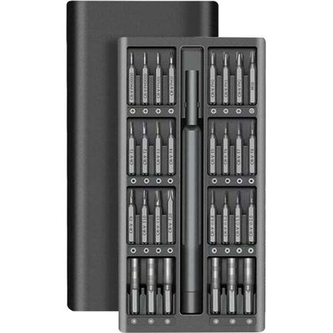 Jeu de tournevis de précision, 33 embouts en acier S2, boîtier en aluminium, portable, noir (1/4)