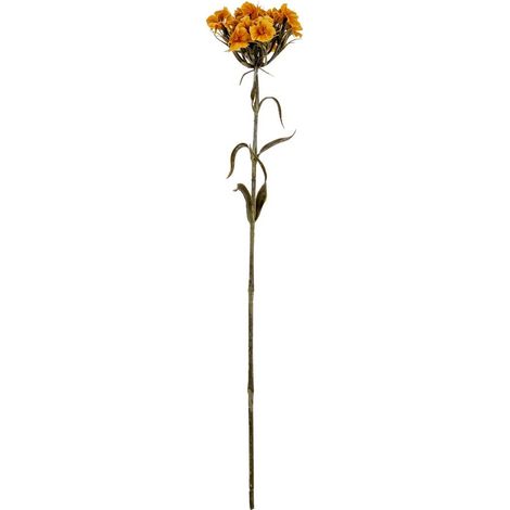Yellow Dianthus Spray Artificial Flower - Plastic - L14 x W14 x H55 cm - Yellow