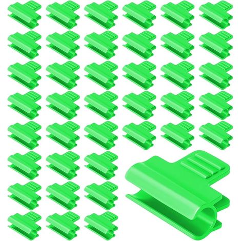 40 x Film Clips, 11 mm Greenhouse Clips Garden Hoop Clips, Plastic Fasteners Clip for Plant Extension Pole Tube for Greenhouse Sheds Frame, Green (1/5)