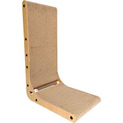 Griffoir en carton ondulé pour chat – L-forme 39 x 26 x 60 cm – Avec balles à la menthe – Espace de jeu et de détente (1/5)