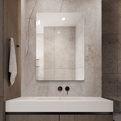 Espejo de baño de pared sin marco 50 x 70 cm en cristal plateado MODENUIT (1/5)
