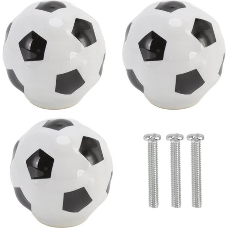 Lntyq 3 ensembles de boutons d'armoire de Football thème de sport de balle poignée de tiroir en céramique à un trou poignées pour armoire armoire