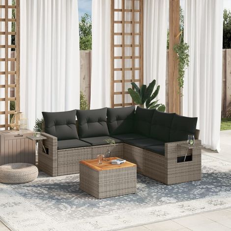 Set Divano da Giardino 6 pz con Cuscini Grigio in Polyrattan vidaXL (1/3)