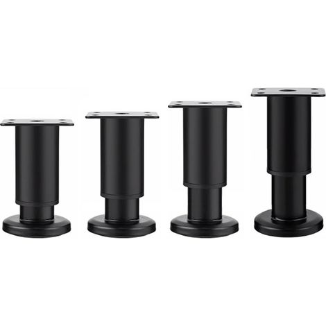 Verstellbare Metallbettbeine, 4er-Set, schwarze Möbelfüße für Sofa, Tisch und Badezimmermöbel, Bettgestellstützen mit Schrauben, Höhe 25–42 cm (1/4)
