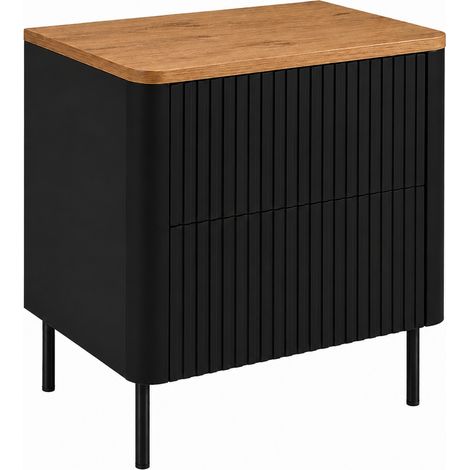 Mobile bagno Linea 60 cm, nero, piano rovere craft, gambe nere (1/5)