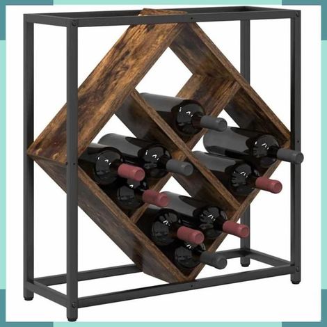 Étagère à vin - 868221 - Chêne fumé - Bois d'ingénierie - 16 bouteilles (1/5)
