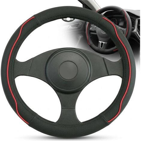 Coprivolante per auto sportive 37-39 cm nero e rosso (1/5)