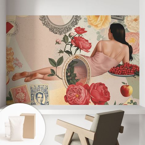 Papier peint avec colle pour décoration moderne de salon chambre à coucher cuisine et bureau Facile Élégance florale 104x70 cm (1/5)
