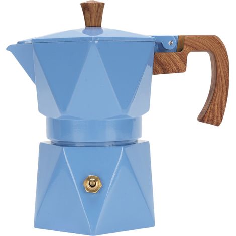 Cafetière italienne en aluminium à double valve, 2 tasses, cuisinière 3D, pour café cubain, brassage, maison, Camping, bleu (1/5)