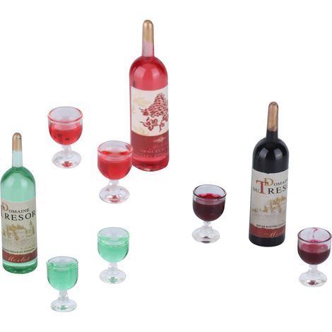 Ensemble de bouteilles de vin miniatures pour maison de poupée, décoration, jeu d'imitation, mini-jouet amusant pour fête et jeu de cuisine (1/5)
