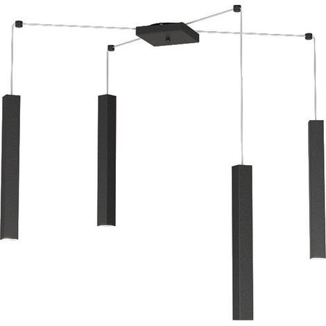Sospensione Moderna Square Tube Metallo Nero 4 Luci Gu10 (1/4)