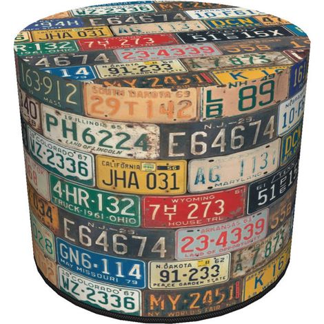 Dekorativer Pouf, Bertoni, Freeway-Muster – runder Pouf für Wohnzimmer und Flur, 40 cm Durchmesser, elegant, mit Reißverschluss, waschbar (1/5)