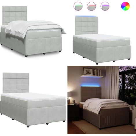 vidaXL Boxspringbett mit Matratze Hellgrau 120x190 cm Samt (1/5)