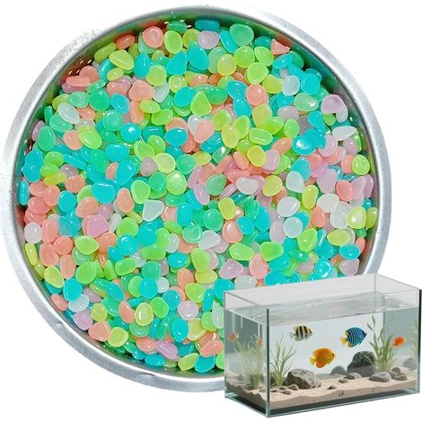 Kieselsteine für Aquarien 500 Stück bunte phosphoreszierende