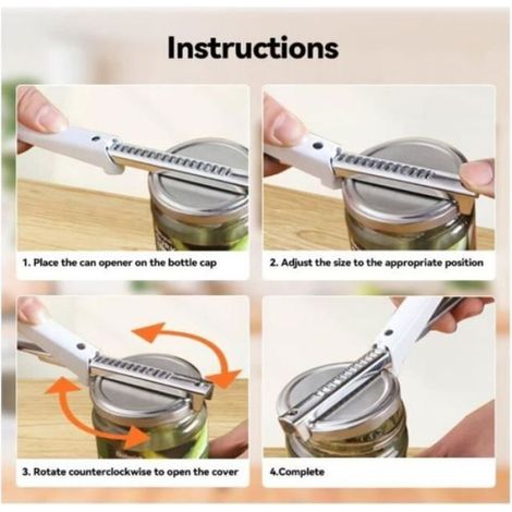 Ouvre-Boîte - Réglable 1 À 10 Cm - Pour Bocaux Et Canettes - Manuel - Compact - 1 Pièce (1/4)