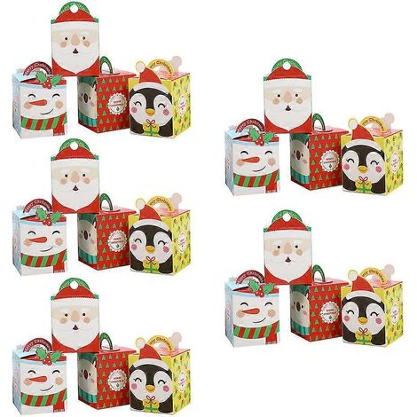 20 boîtes de rangement pour pommes de Noël, boîtes d'emballage festives en forme de pommes de dessin animé, contenants en papier pour la veille de Noël (motif aléatoire)-8.58.510cm