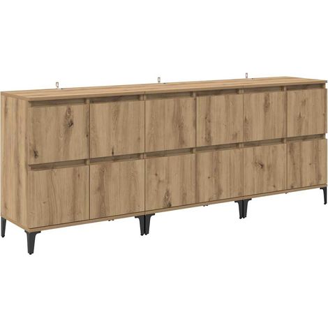 Sideboards 3 pcs Artisan-Eiche 60 x 35 x 70 cm Holzwerkstoff vidaXL