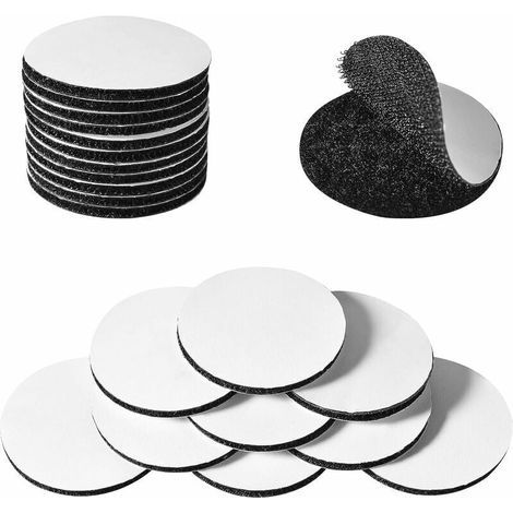 20 Paar doppelseitige Kratzstreifen – Extra starker doppelseitiger Klebstoff – Selbstklebendes Klebeband – Streifen mit extrem starker Kleberückseite, Schwarz, 50 mm runder Klebstoff (1/4)