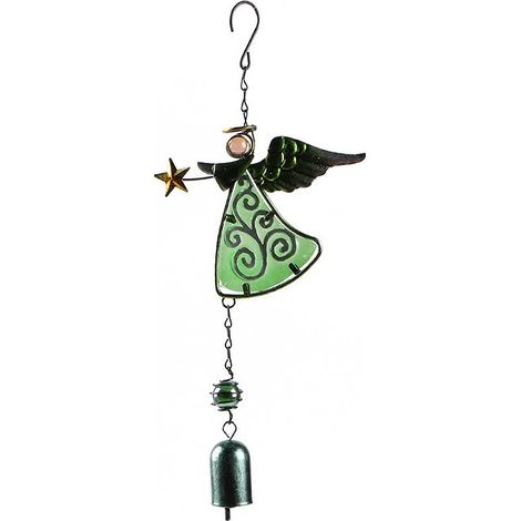 Carillon éolien décoratif en métal design angulaire forme ange unique pour extérieur jardin terrasse (1/4)
