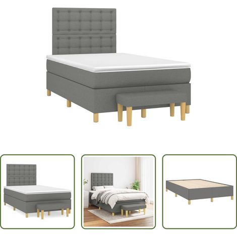 Matratze -  Boxspringbett mit Matratze Dunkelgrau 120x190 cm Stoff (1/5)
