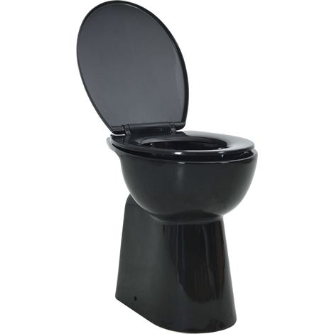 Wc alto senza brida con chiusura ammortizzata vaso copriwater bagno interno casa 7 cm ceramica nero 020003565