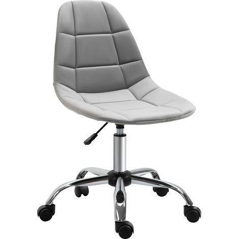 Fauteuil pivotant sans accoudoirs ergonomique réglable hauteur confort bureau télétravail compact gris 59x59x81-91 cm