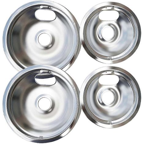 Lot de 4 bacs de récupération des graisses ronds 6/8 pouces pour plaques de cuisson électriques, avec porte-filtre chromé, accessoires de cuisine de rechange KAESI (1/4)