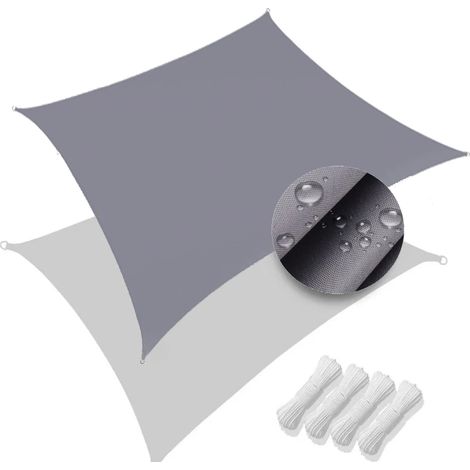 Voile d'ombrage imperméable (gris clair, 2 x 4 m), protection UV à 95 %, auvent de jardin (1/5)