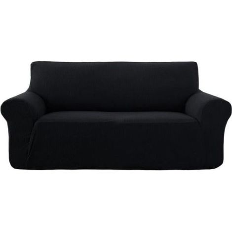 Housse de canapé - E-SENOIR - Extensible 3 Places - Noir - Design Contemporain - Lavable (1/4)
