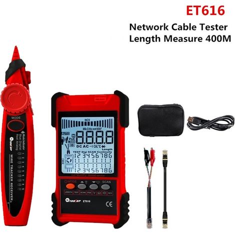 Testeur de câbles réseau portable ET616 : intègre une fonction de test PoE, mesure la longueur des câbles, détecte les courts-circuits et les circuits ouverts, et inclut une fonction de traçage de fil (1/5)
