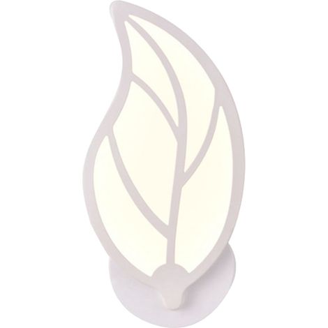 Applique Murale Feuille - En Fer Forgé et Acrylique - LED 10 W - Blanc - Pour Intérieur - 12 x 25 x 4 cm - 1 Pièce (1/5)