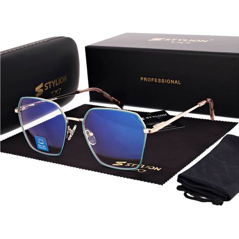 Gafas de ordenador de metal transparente para hombre con filtro de luz azul 25141A, color negro y dorado. Accesorios. (1/5)