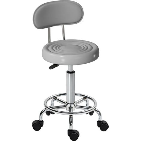 Silla de oficina regulable con respaldo, reposapiés y ruedas, polipiel gris HAVRYA (1/5)
