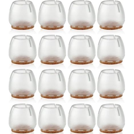 16 embouts de chaise en silicone de 17 à 21 mm, protections pour pieds de meubles, protège-tables et protège-sols pour pieds ronds.