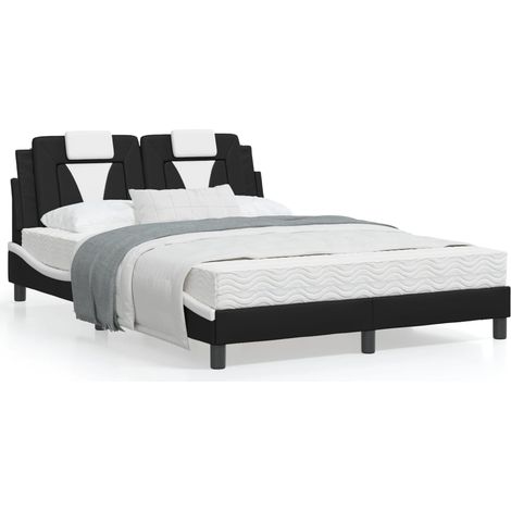 vidaXL Letto Viana con Materasso Nero e Bianco 120x200 cm in Similpelle (1/5)