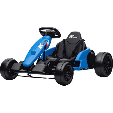 Kart électrique 24 V, mode drift, siège réglable, harnais de sécurité 5 points, fonction musique, 6 12 ans, bleu (1/5)