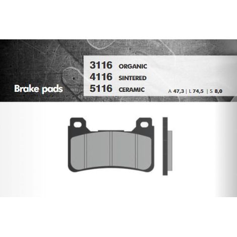 PASTILLAS DE FRENO BRENTA KH390 (ORGÁNICAS) PARA HONDA CB/CBR/VFR DELANTERAS