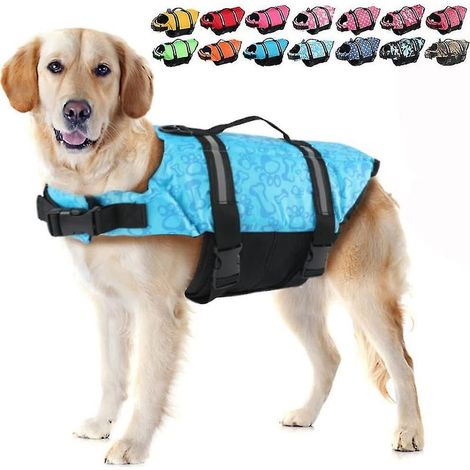 Gilet de sauvetage pour chien, gilet réfléchissant ajustable avec poignée de sauvetage et flottabilité améliorée pour la natation - XXS - Bleu